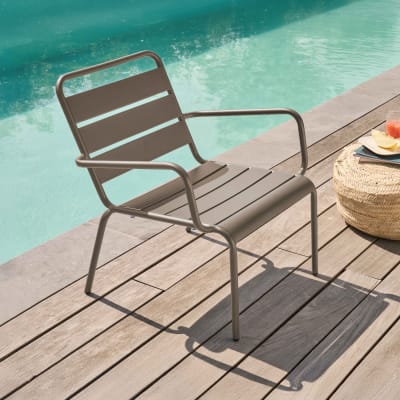 Fauteuil de jardin bas relax acier taupe