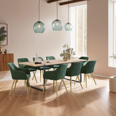 Chaise rembourrée polyuréthane dossier ergonomique vert foncé/or