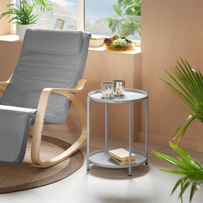 Table d'appoint en acier 2 niveaux style industriel gris
