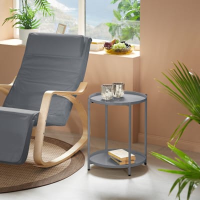 Table d'appoint en acier 2 niveaux style industriel gris foncé