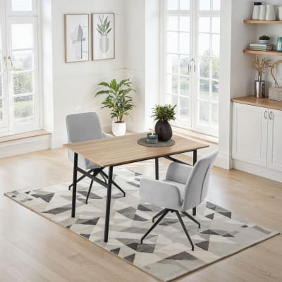 Table de salle à manger industrielle effet bois clair