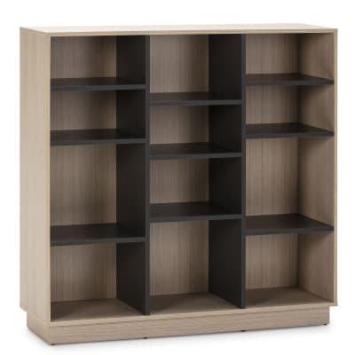 Étagère bibliothèque 110x110 cm, couleur chêne et gris