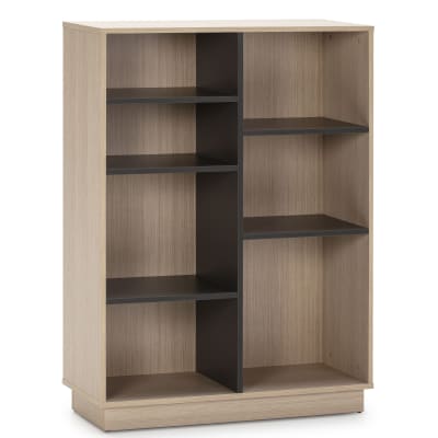 Étagère bibliothèque 110x80 cm, couleur chêne et gris