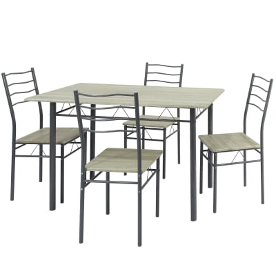 Ensemble de Table et 4 chaises pour salle à manger chêne/gris
