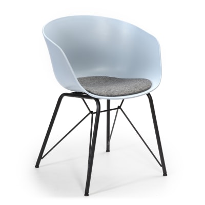 Fauteuil pour salle à manger couleur bleu, assise rembourrée