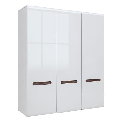 Armoire 3 portes laqué et bois panneaux mdf blanc