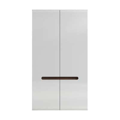 Armoire 2 portes laqué et bois panneaux mdf blanc