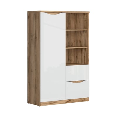 Petite armoire 1 porte 2 tiroirs panneaux agglomérés stratifiés blanc