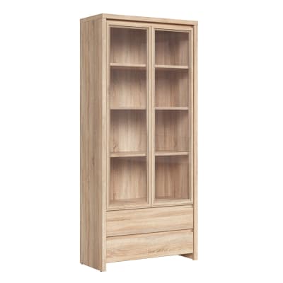 Vaisselier 2 portes 2 tiroirs panneaux agglomérés stratifiés marron