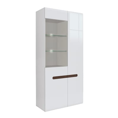 Vaisselier 2 portes avec led laqué panneaux mdf blanc