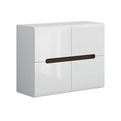 Buffet 4 portes laqué et bois panneaux mdf blanc