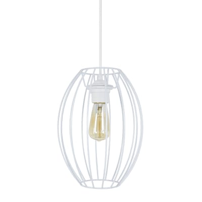 Suspension métal  blanc abat-jour blanc