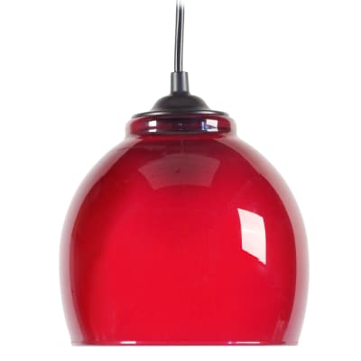 Suspension métal noir abat-jour verre rouge
