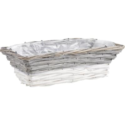 Jardinière osier blanc et gris 38 cm