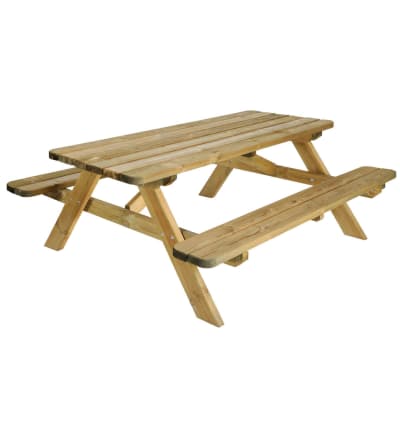 Table de pique-nique pré-assemblée avec angles arrondis en pin