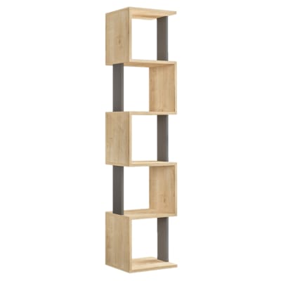 Bibliothèque 161 cm bois naturel et gris anthracite