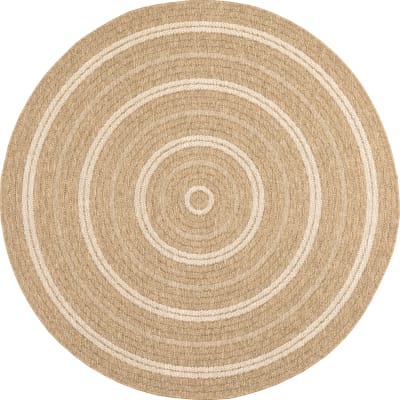 Tapis intérieur et extérieur effet jute rond blanc diamètre 120