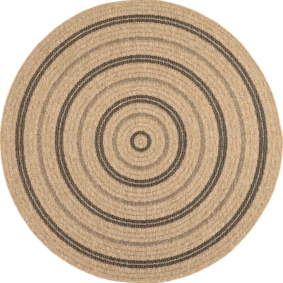 Tapis intérieur et extérieur effet jute motif rond noir diamètre 80