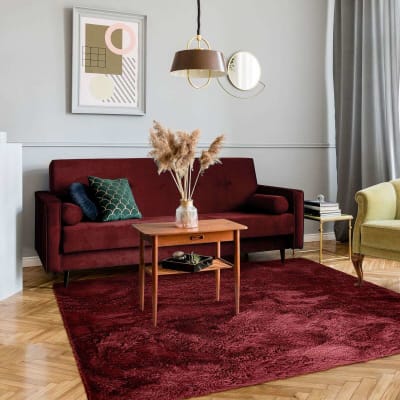Tapis  à base fine et souple extra doux rouge bourgogne 160x230