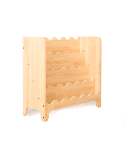 Bibliothèque en pin massif en forme de vagues Montessori.