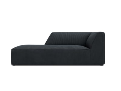 Méridienne gauche 1 place en tissu velours côtelé noir