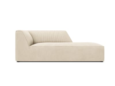 Méridienne droite 1 place en tissu velours côtelé beige clair
