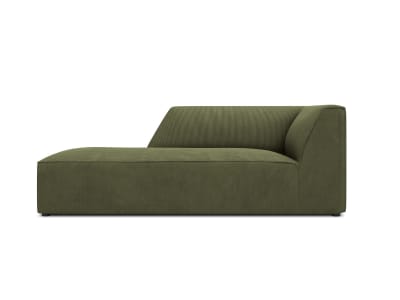 Méridienne gauche 1 place en tissu velours côtelé vert
