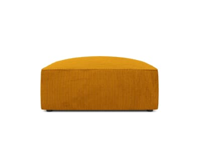 Pouf 1 place en tissu velours côtelé jaune