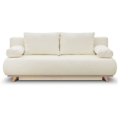 Canapé convertible 3 places en tissu bouclé beige