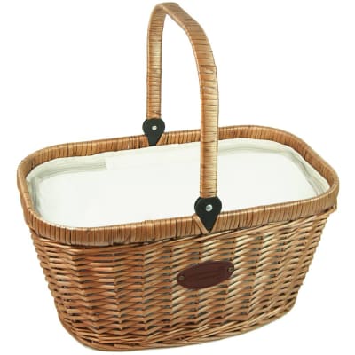 Panier isotherme en osier chantilly lin avec anse rabattable