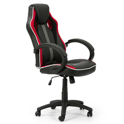 Fauteuil de bureau réglable/inclinable tapissé similicuir, noir/rouge