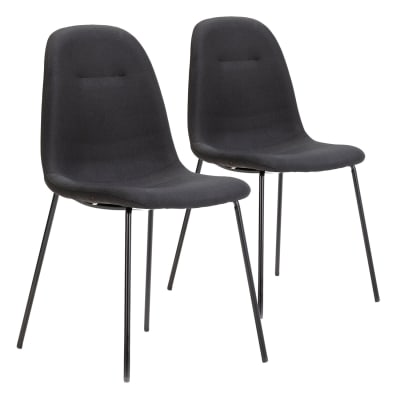 Pack 2 chaises salle à manger tapissées noir, 44 cm x 54 cm x 85 cm