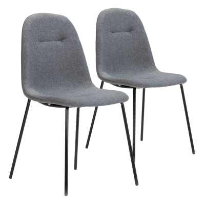 Pack 2 chaises salle à manger tapissées gris, 44 cm x 54 cm x 85 cm