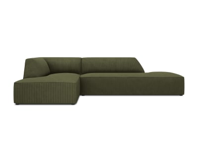 Canapé d'angle gauche 4 places en tissu velours côtelé vert
