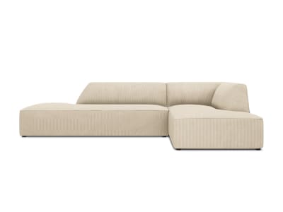 Canapé d'angle droit 4 places en tissu velours côtelé beige clair