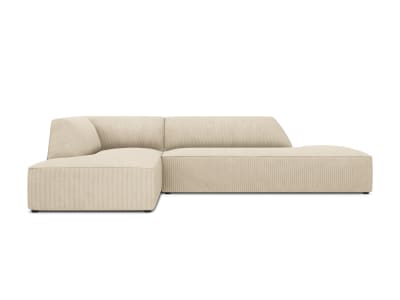 Canapé d'angle gauche 4 places en tissu velours côtelé beige clair