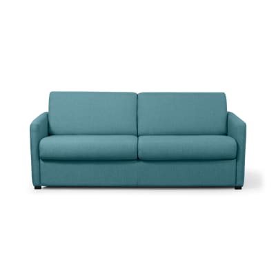 Canapé convertible express 3 places en tissu bleu canard - 140x190cm