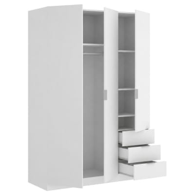 Armoire 3 portes effet bois blanc 121x52 cm