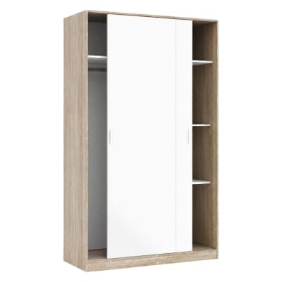 Armoire 2 portes effet bois beige, blanc 120x50 cm