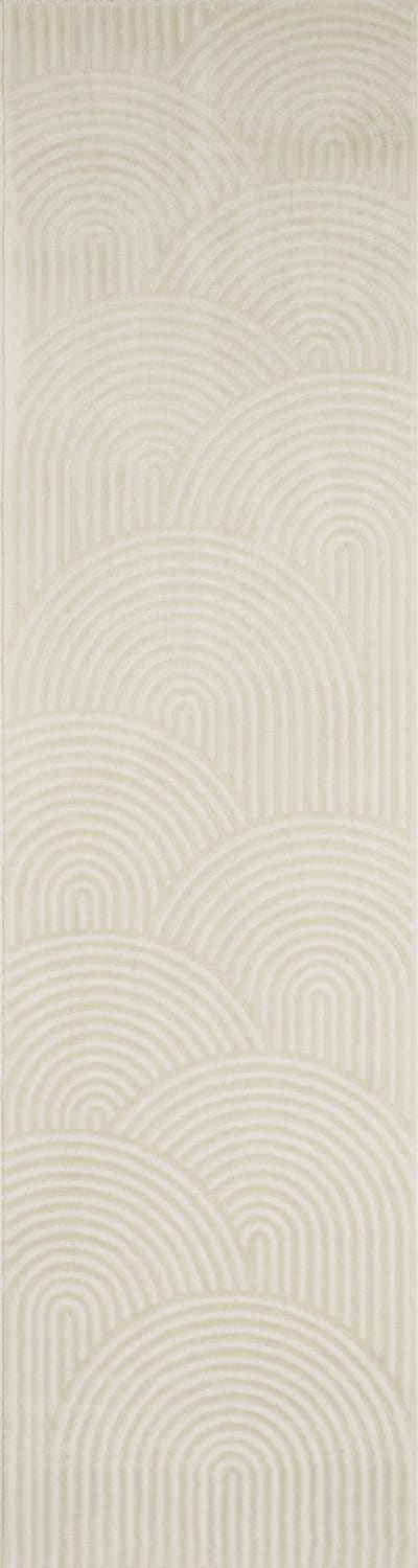 Tapis de couloir motif arc en relief creme - 80x300