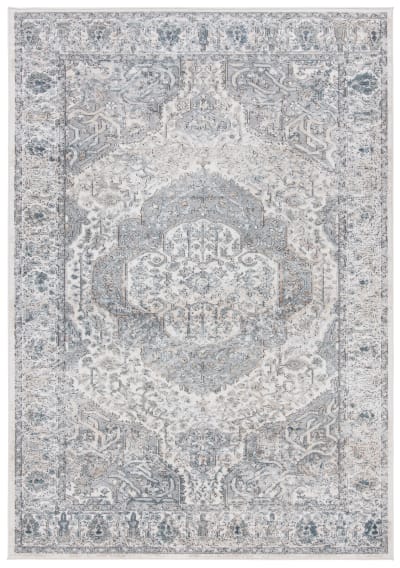 Tapis traditionnel en polypropylène blanc/gris, 183 x 274 cm