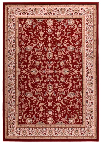 Tapis d'orient floral, tissé, laine naturelle rouge 080x150 cm