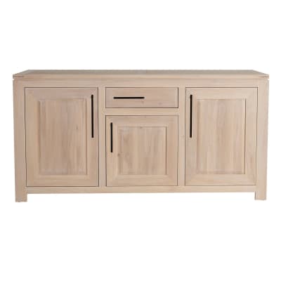Buffet bas moderne en chêne blanchi 3 portes 1 tiroir