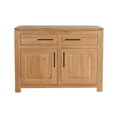 Buffet bas parisien moderne en chêne clair 2 portes 2 tiroirs