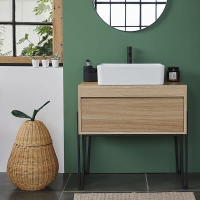 Meuble sous vasque en bois et métal 1 tiroir l80