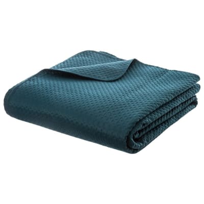 Dessus de lit 240x260 bleu canard + 2 taies