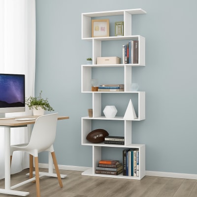 Bibliothèque effet bois blanc brillant 80x25 cm