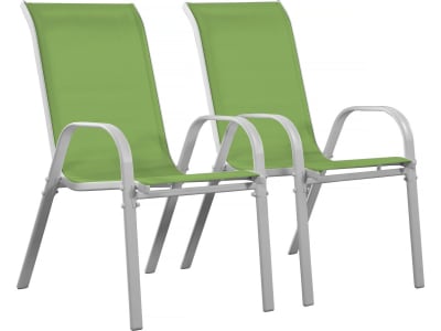 Lot de 2 fauteuils de jardin en acier et textilène verts