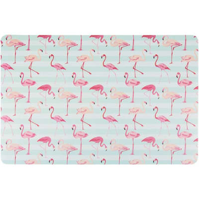 Set de table rectangulaire Flamants Roses rayé 28,5x43,5cm