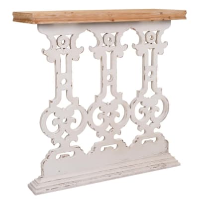 Meuble d'entrée en bois sculpté blanc 81x30x82h